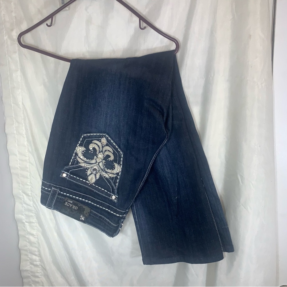 Embellished Dark Blue Jeans